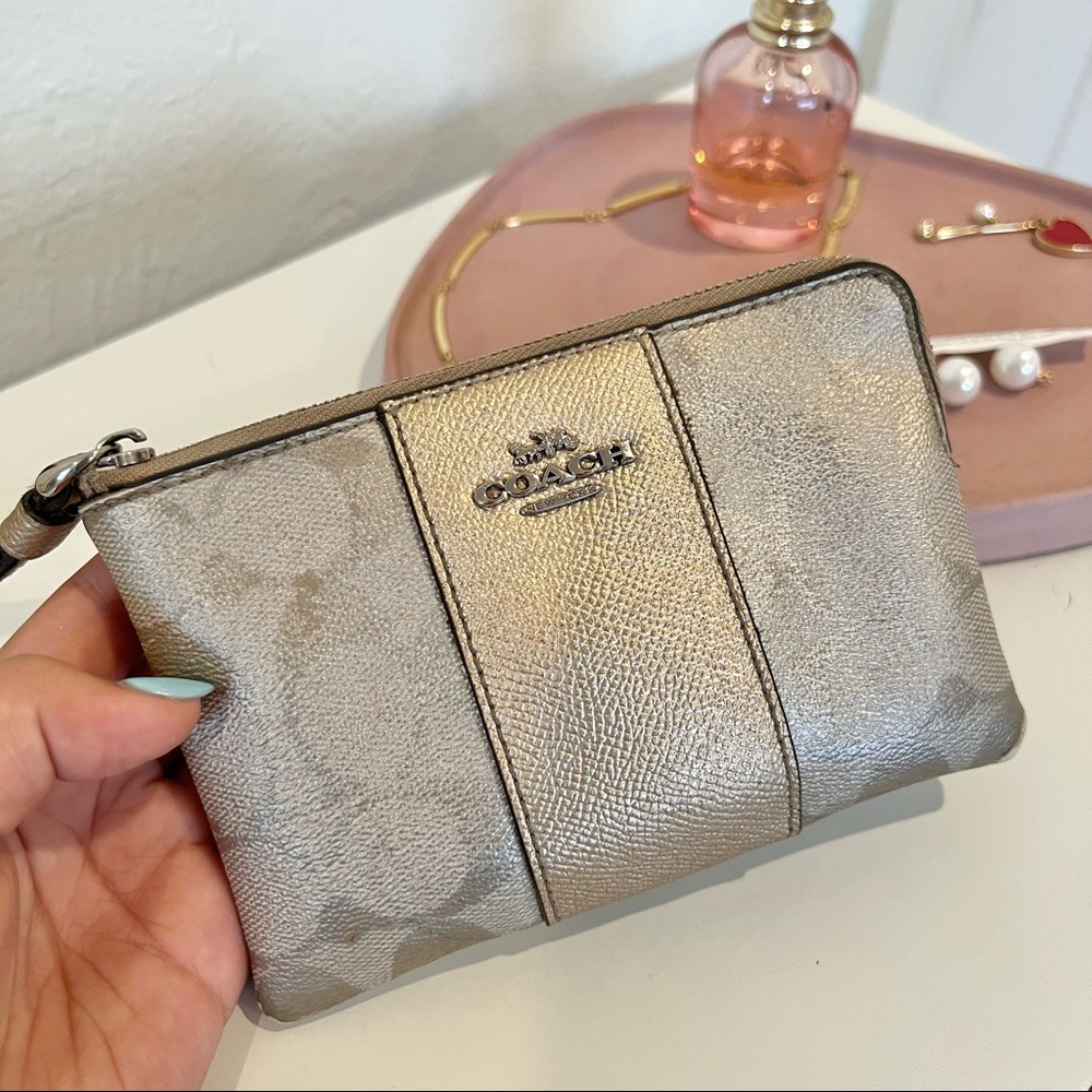 COACH Champagne Logo Wristlet